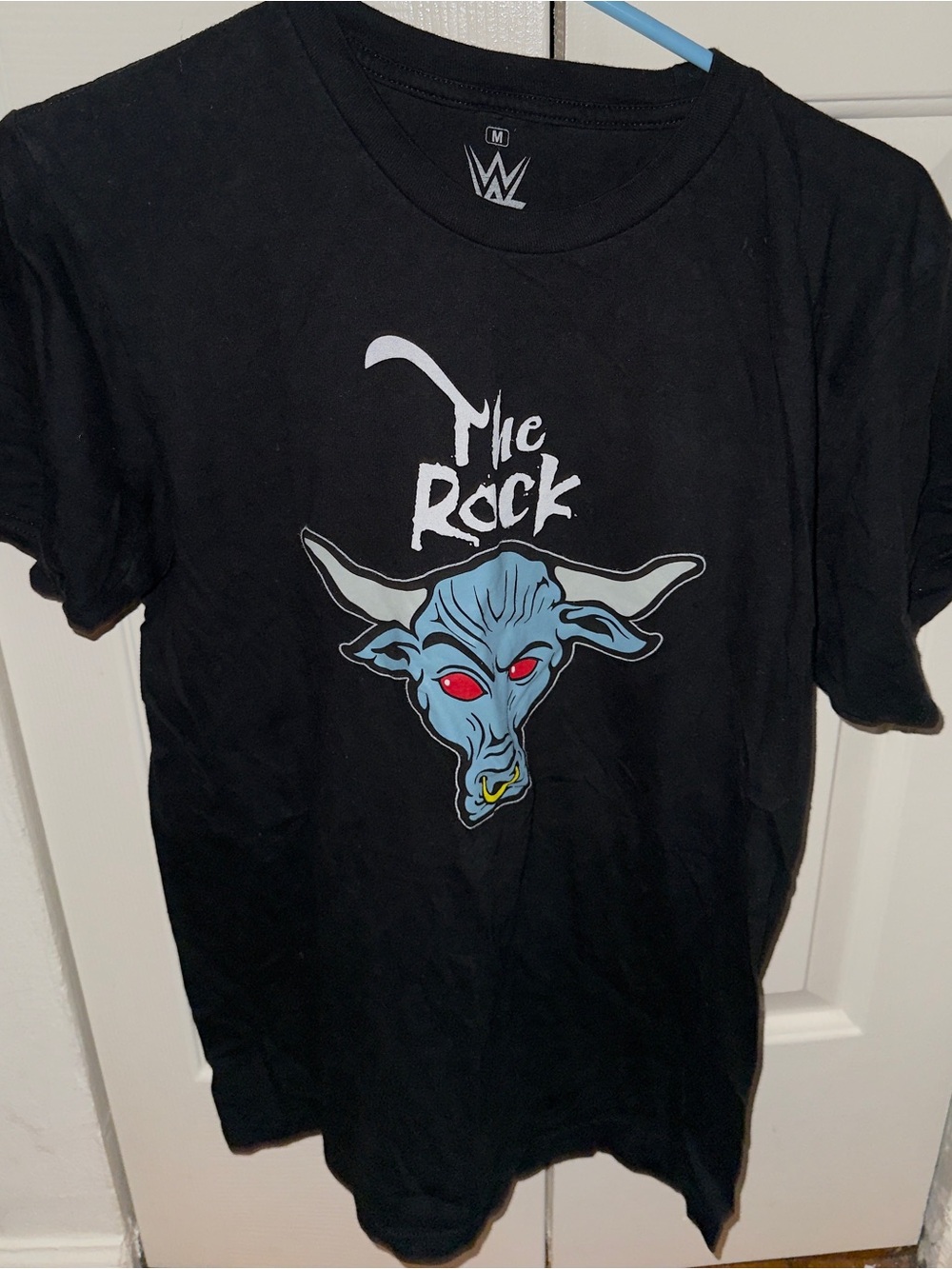 WWE Black Mens Tee with Blue Bull